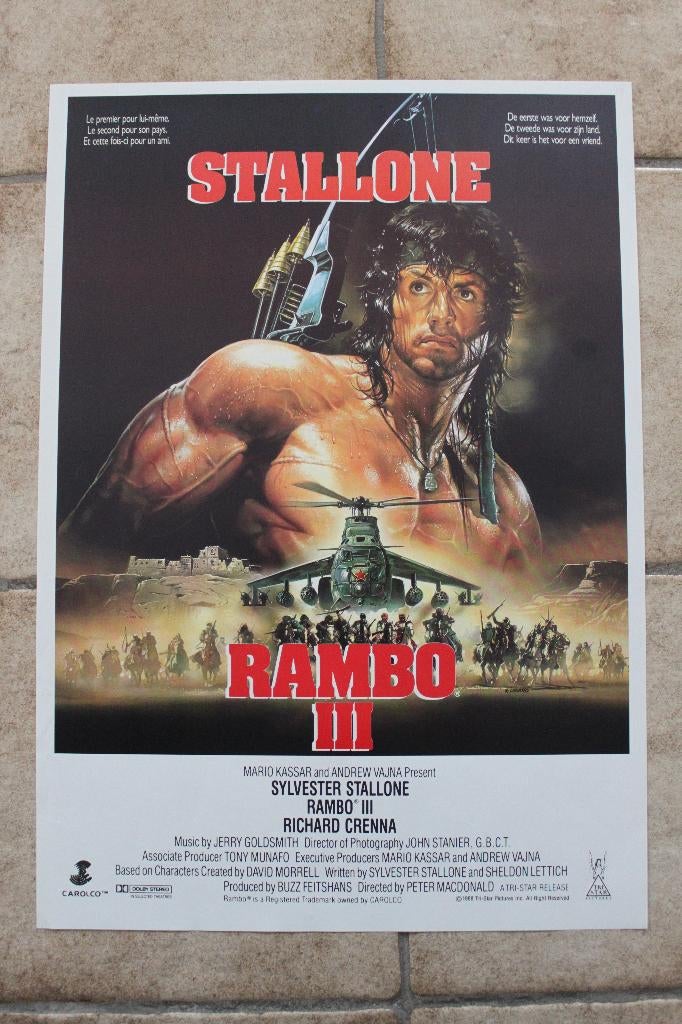 filmaffiche Sylvester Stallone Rambo 3 filmposter, Verzamelen, Posters, Zo goed als nieuw, Film en Tv, A1 t/m A3, Rechthoekig Staand
