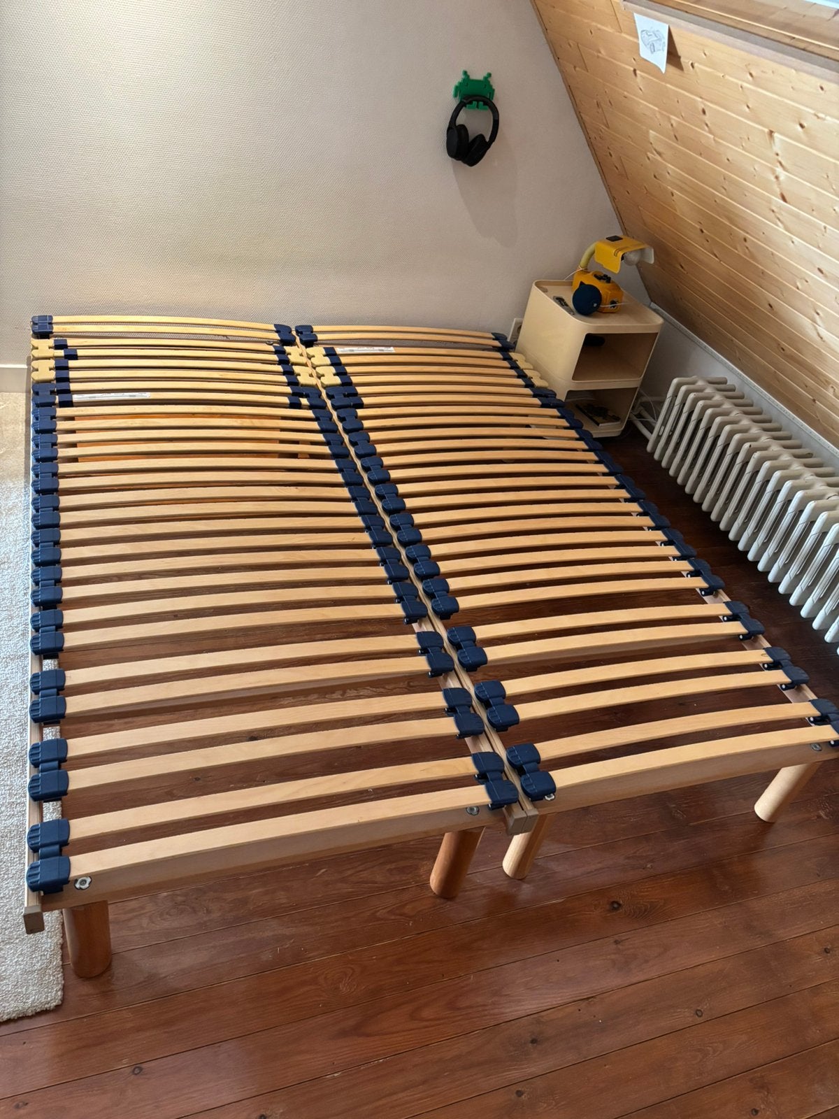 Sommiers à lattes 2 pièces, Queen size, Comme neuf, Sommier, 200 cm