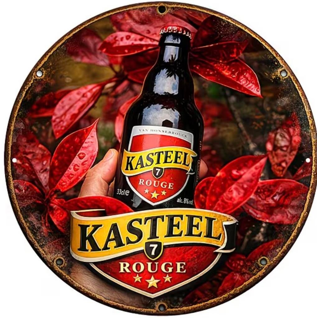 Metalen reclamebord Kasteelbier rouge retro vintage mancave, Ophalen of Verzenden, Nieuw, Reclamebord, Plaat of Schild, Overige merken
