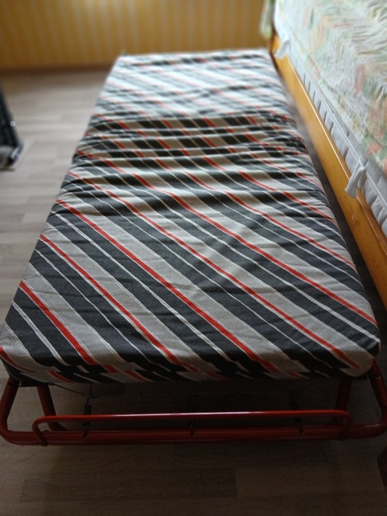 Lit d'appoint pliant, Rouge, Métal, 190 cm ou moins, Une personne