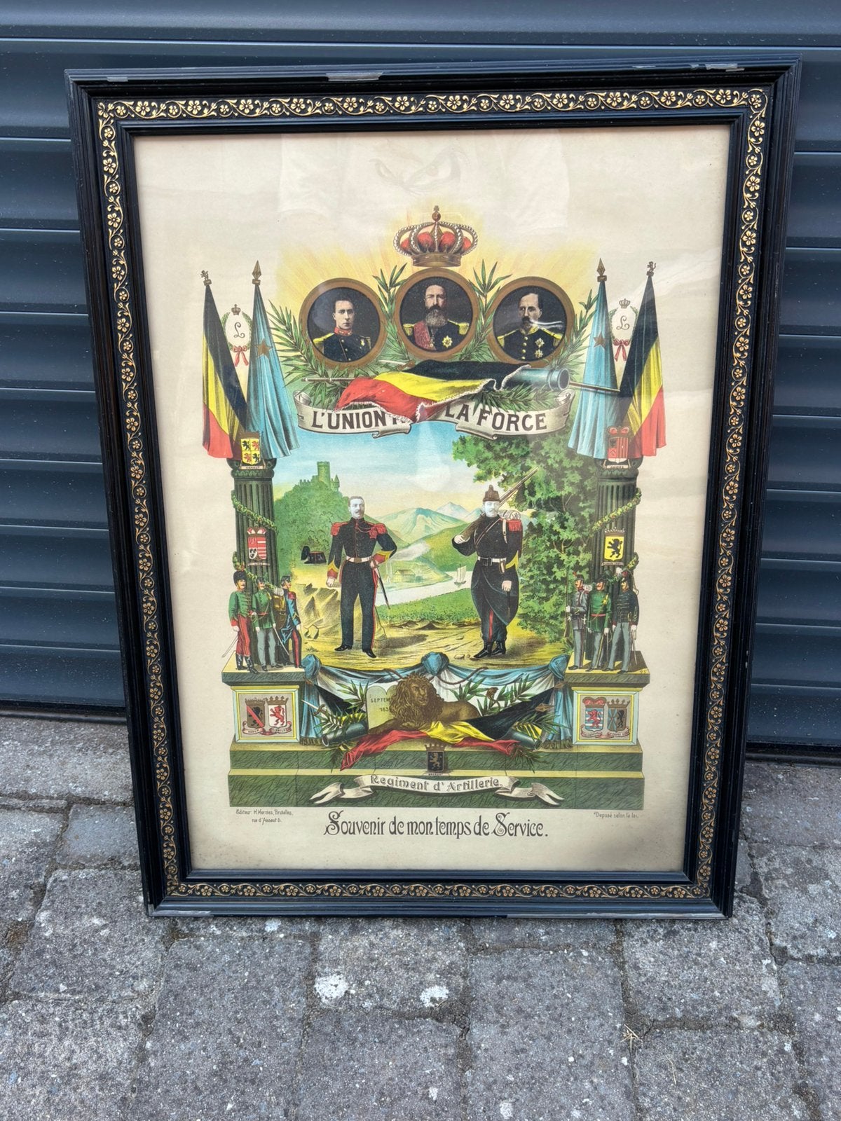 Cadre Régiment D’Artillerie sous verres 78 x 58 cm, Enlèvement
