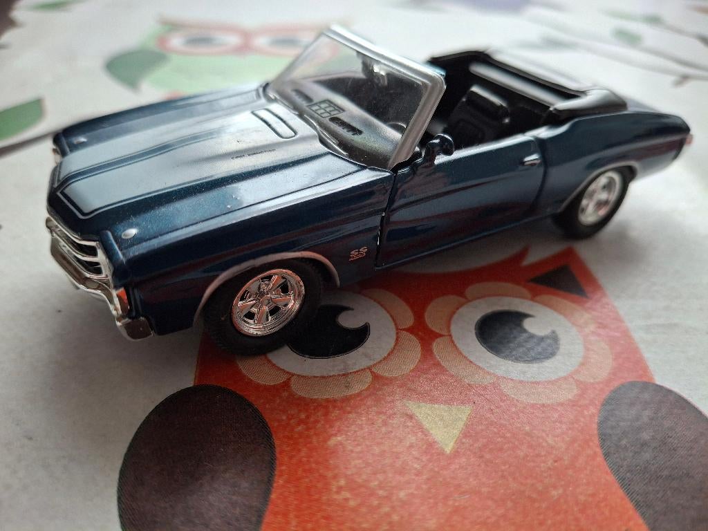Chevrolet Chevelle SS454 1971 blauw (Welly), Ophalen of Verzenden, Nieuw, Auto, Welly