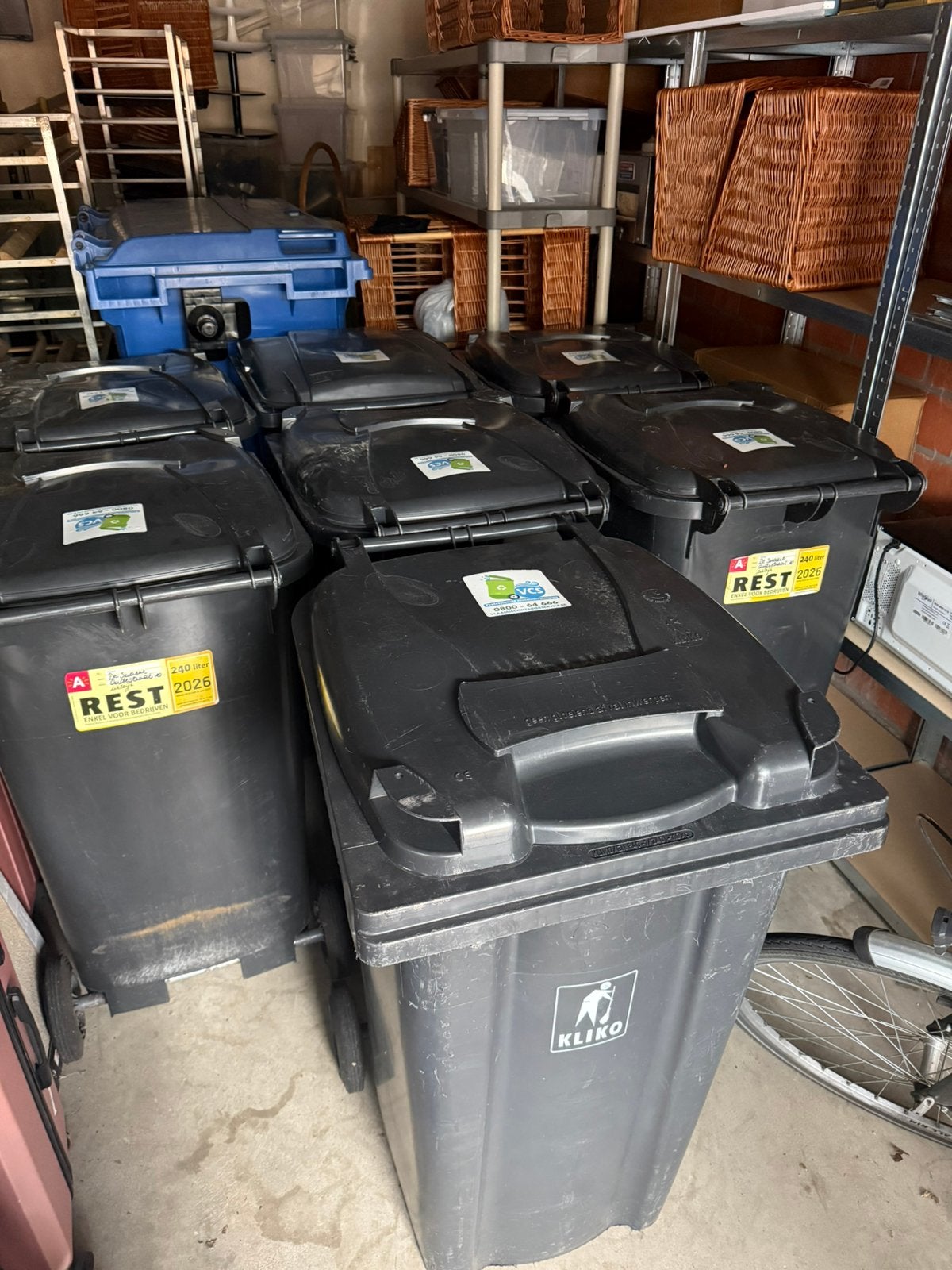 6 stuks kliko container 240L GRATIS op te halen, Articles professionnels, Enlèvement