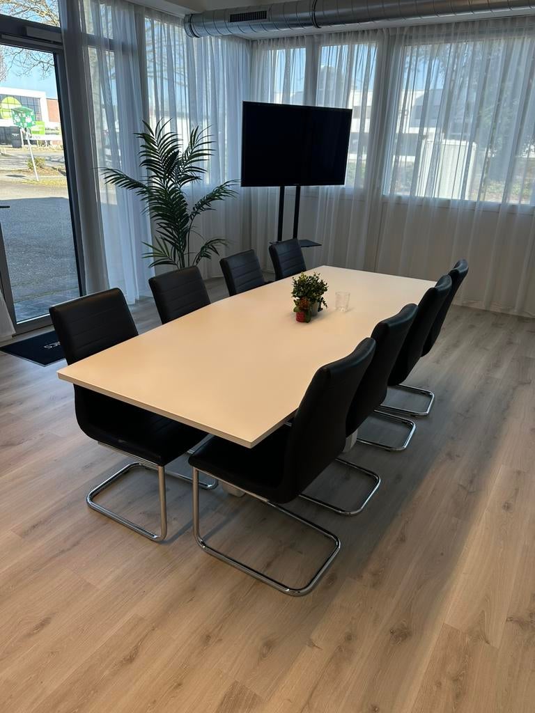 Witte design tafel 8 personen, Ophalen, Zo goed als nieuw, Glas