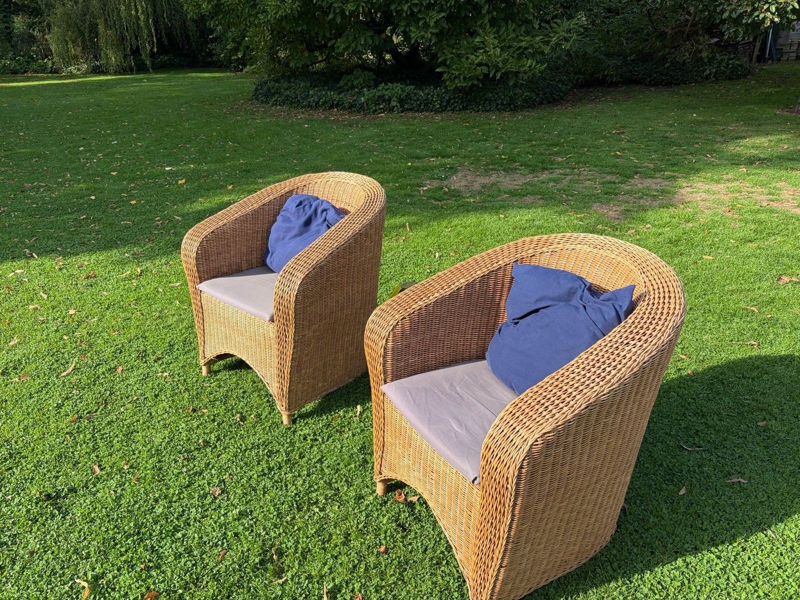 Rieten stoelen, Tuin en Terras, Ophalen, Gebruikt, 2 zitplaatsen