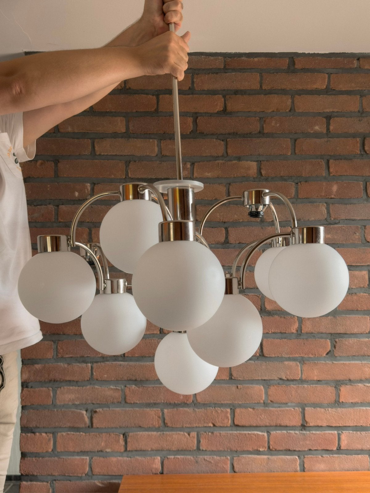 Vintage hanglamp, Ophalen, Gebruikt, Metaal, 70s, seventies, mid century