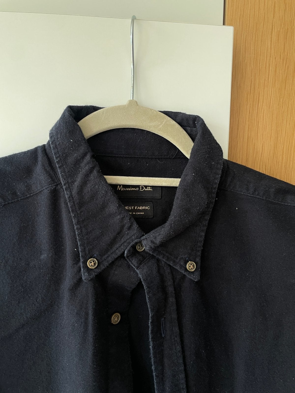 Chemise Massimo Dutti Homme Bleu Marine - coudieres marron, Enlèvement ou Envoi, Comme neuf, Bleu