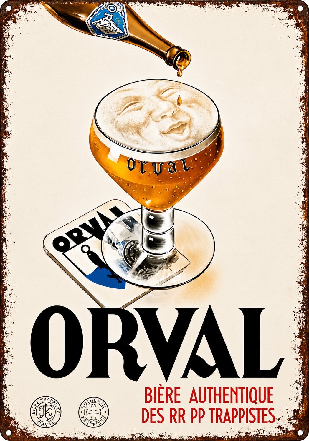 Panneau d'affichage en métal Orval 2 - Mancave vintage rétro, Collections, Enlèvement ou Envoi, Neuf, Panneau, Plaque ou Plaquette publicitaire