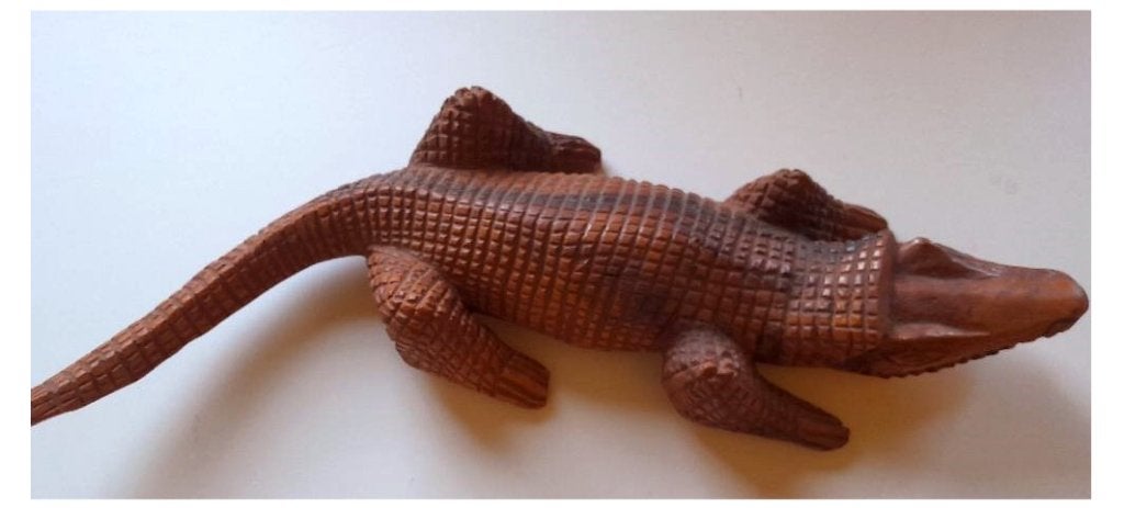 Crocodile en bois de Suar – Artisanat d'art de Bali (60 cm), Hout, Bruin, Ophalen of Verzenden, 60 cm