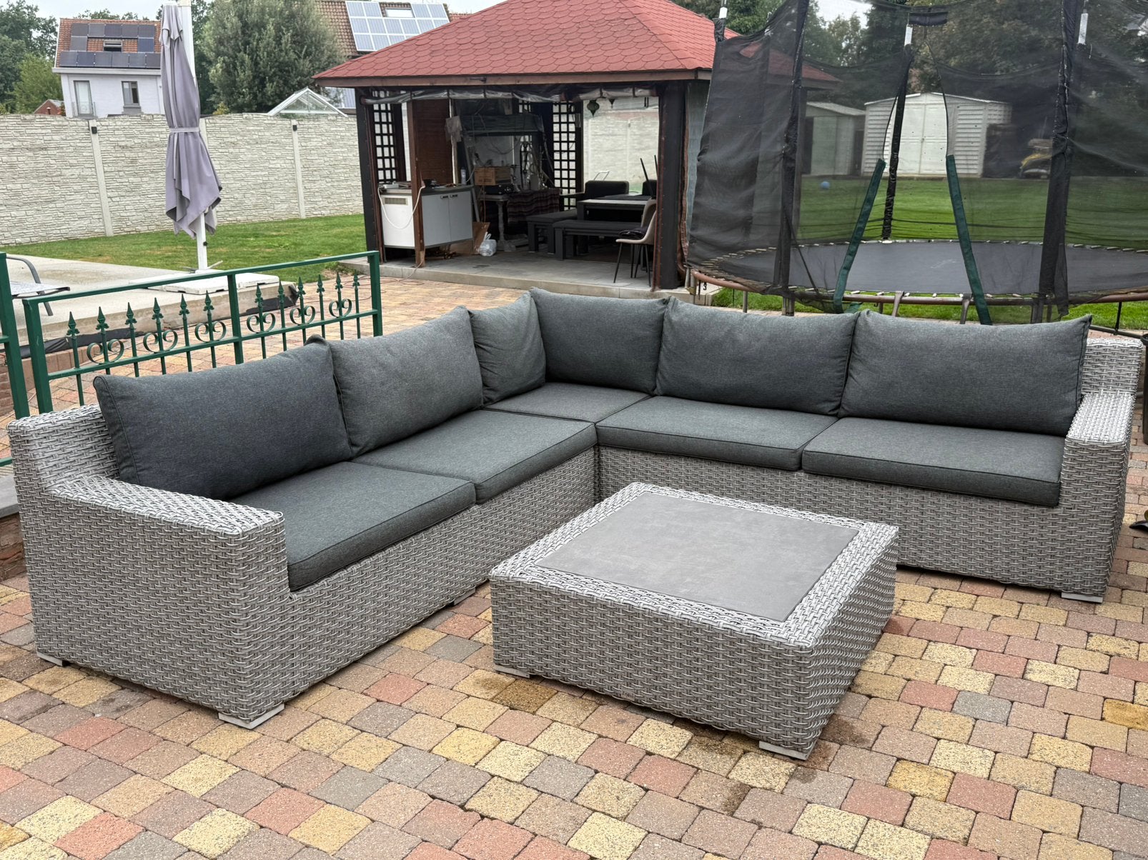 Grote Loungeset met kussens, Tuin en Terras, Tuinsets en Loungesets, Ophalen of Verzenden, Zo goed als nieuw, Wicker, Loungeset