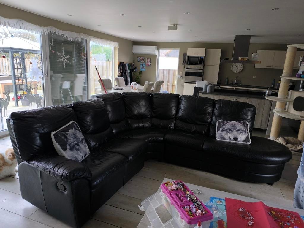 zetel zwart leer, Ophalen, Leer