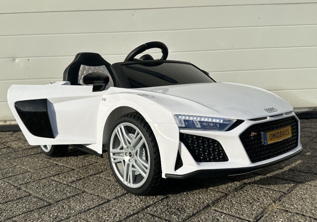 Audi R8 12v wit Afstands. / Bleutooht / Leder en Rubberba., Kinderen en Baby's, Nieuw
