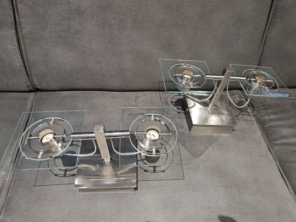 2 plafond spots in RVS., Metaal of Aluminium, Ophalen of Verzenden, Zo goed als nieuw, Led