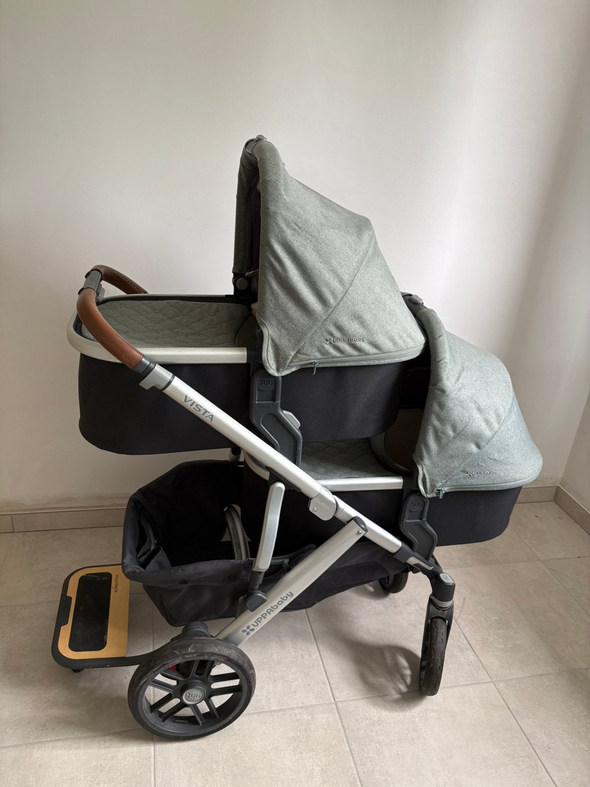 Uppababy Vista V2 Emmet green, Gebruikt, Combiwagen, Verstelbare duwstang, Ophalen
