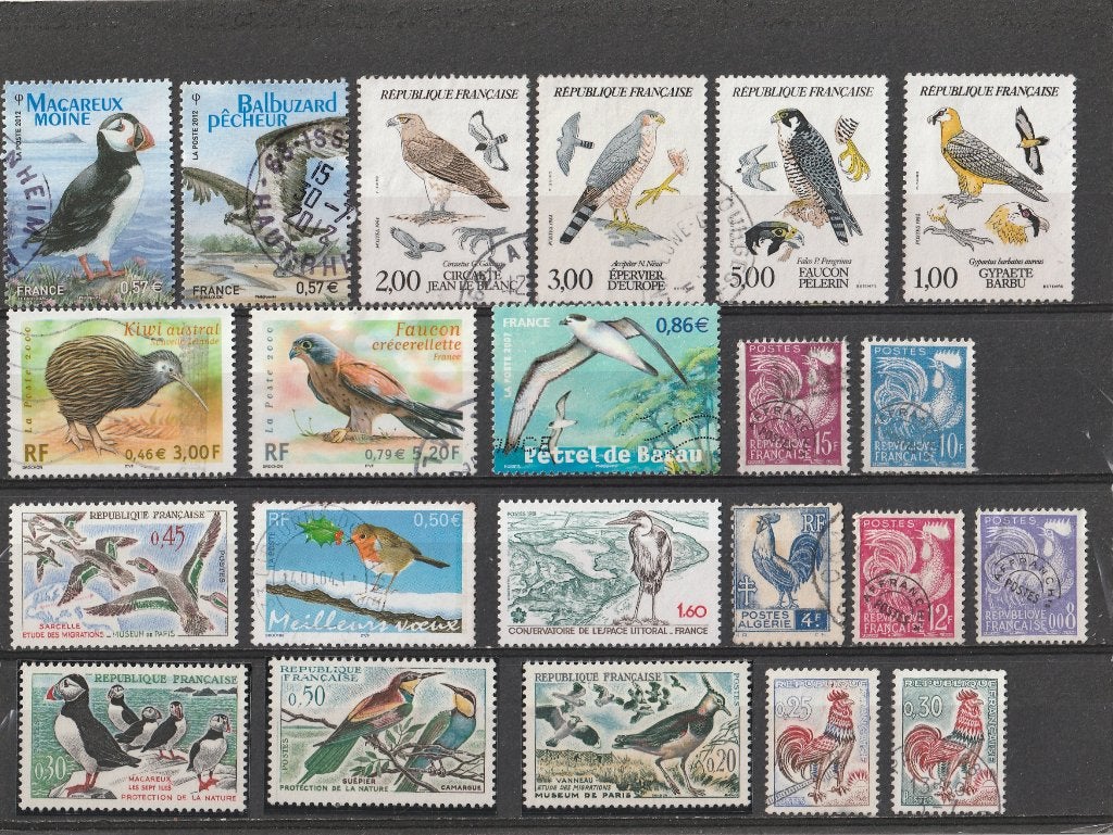 38  LOSSE  ZEGELS  FRANKRIJK  VOGELS  Varia ( zie 2 scans ), Postzegels en Munten, Verzenden, Dier of Natuur