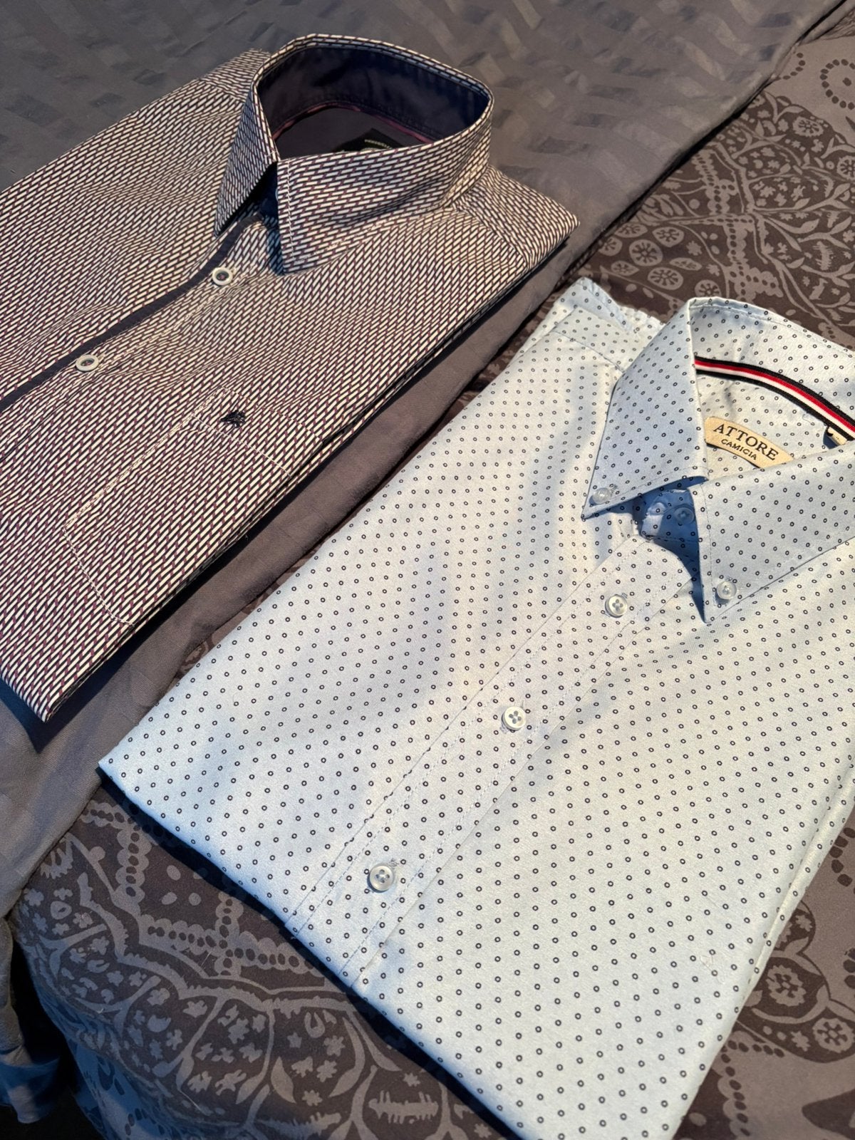 2 mannen-hemden (L)., Ophalen of Verzenden, Zo goed als nieuw, Blauw, Halswijdte 41/42 (L)