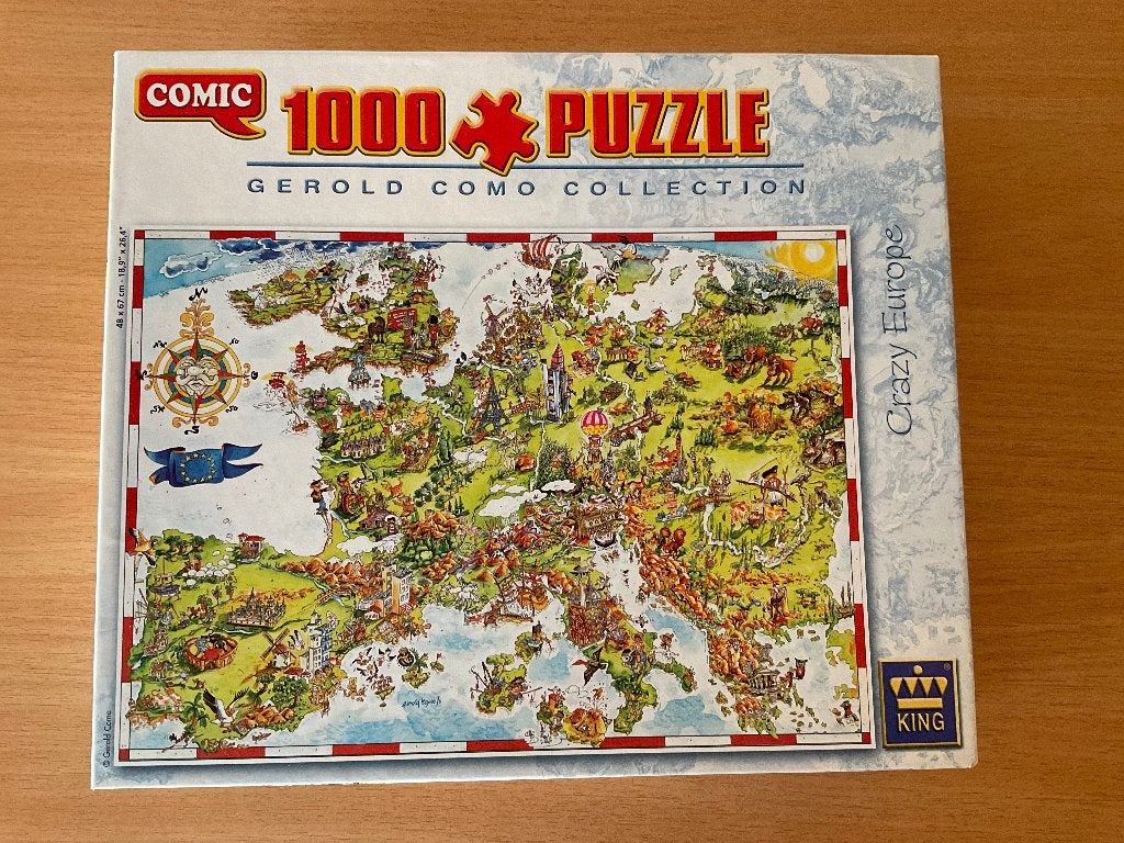 Puzzel 1000 stukjes Comic Crazy Europe, Ophalen, 500 t/m 1500 stukjes, Zo goed als nieuw, Legpuzzel