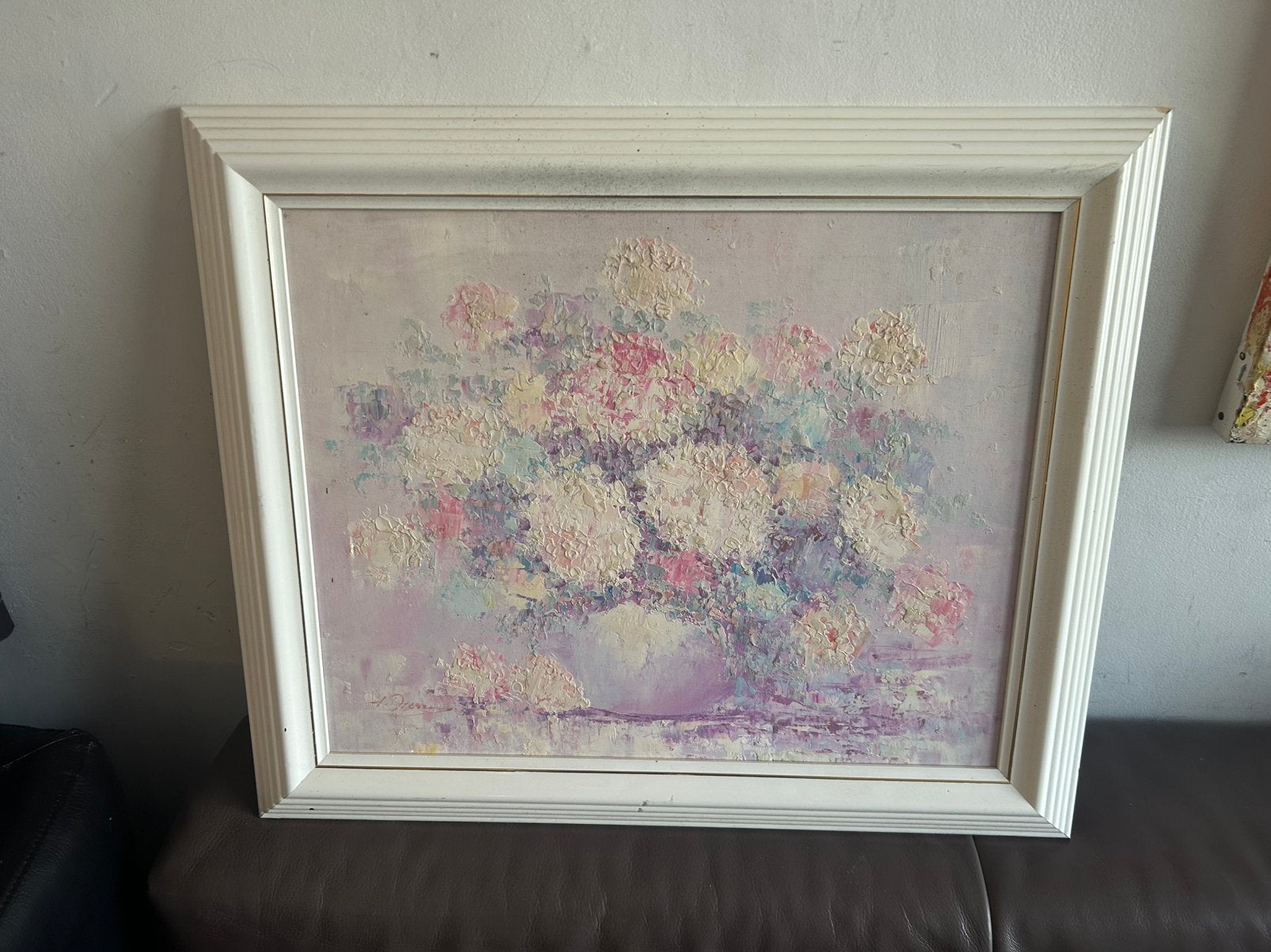 Huile sur toile – Bouquet de fleurs – Signée – Encadrée, Enlèvement