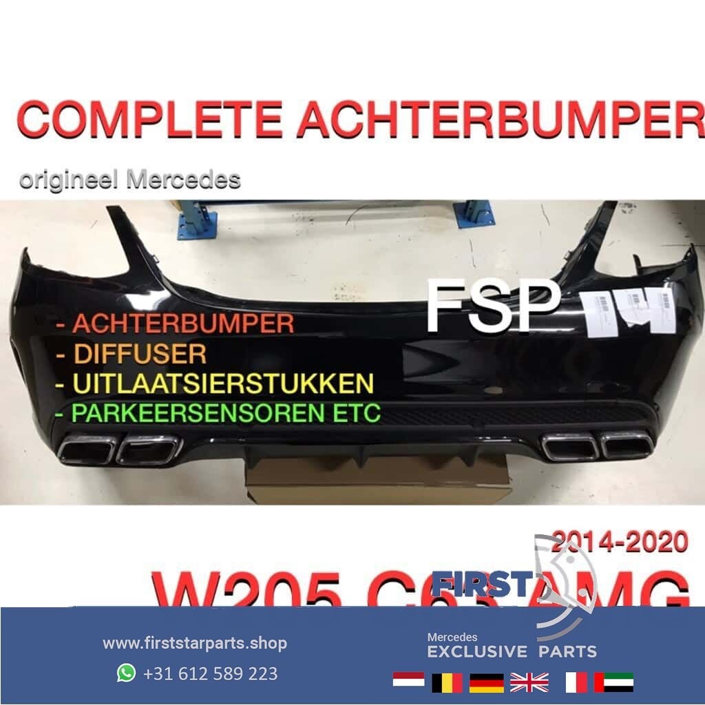 W205 C63 AMG Achterbumper zwart wit grijs compleet Mercedes, Arrière, Utilisé, -, -