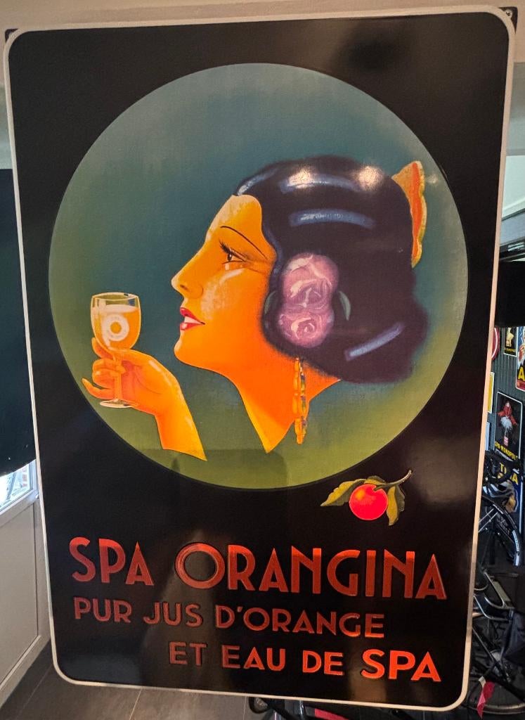 emaille reclamebord spa orangina, Enlèvement ou Envoi, Neuf, Panneau publicitaire