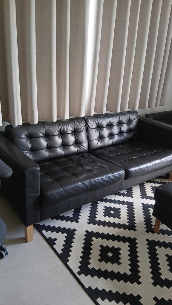 Canapé Landskrona Ikea 2 3 places noir, Maison & Meubles, Canapés | Salons, Bois, Cuir, Enlèvement