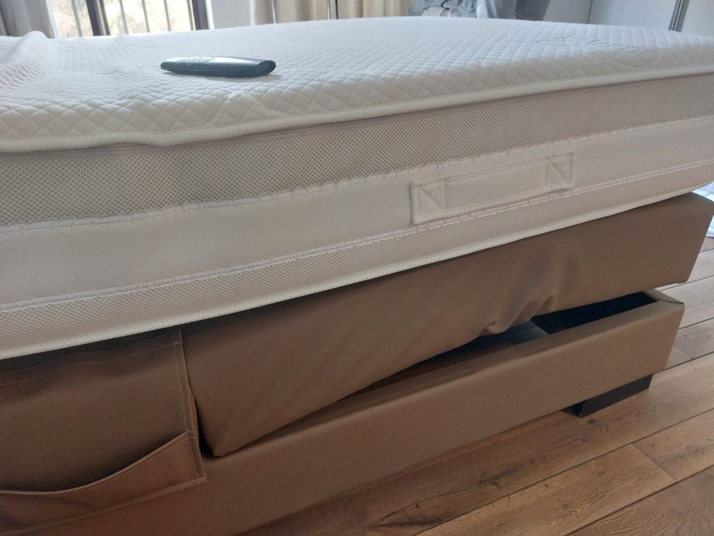 Boxspring 2 pers. elektrisch incl matrassen, Boxsping, Brun, Enlèvement, Utilisé