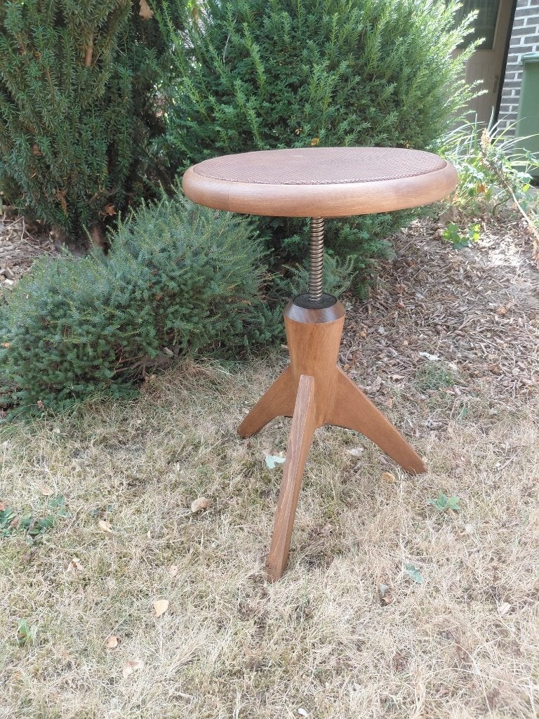 Vintage art deco stijl pianokruk in hard hout, Antiek en Kunst, Ophalen of Verzenden