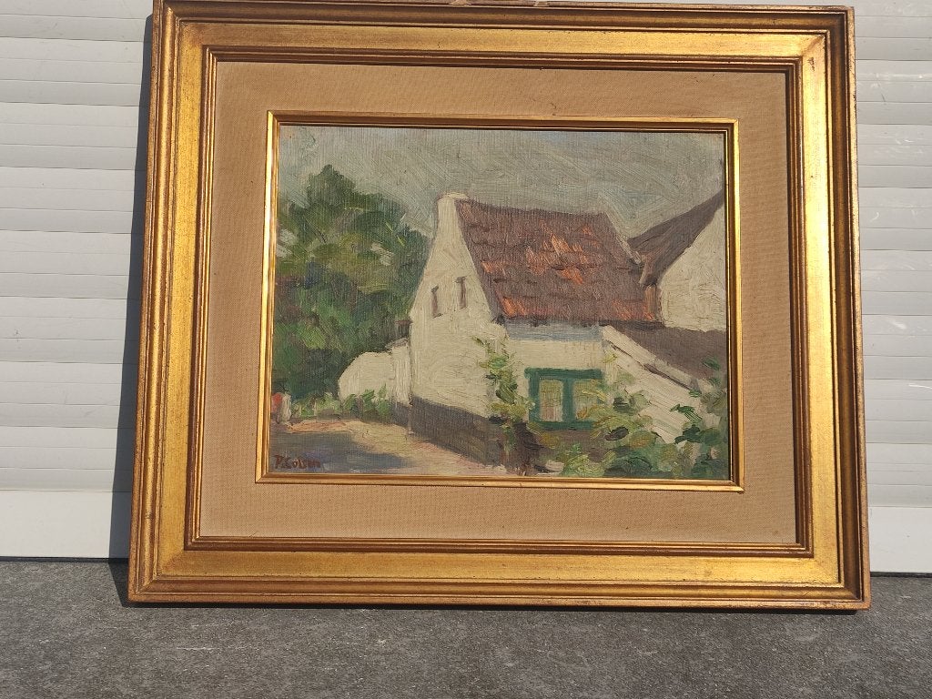 huile sur panneau signe pierre colson, Antiquités & Art, Art | Peinture | Classique, Enlèvement ou Envoi, Panneau