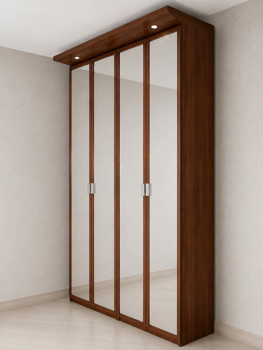 Dressing armoire 4 portes miroir 160  236 cm + éclairage, Avec porte(s), 150 à 200 cm, Enlèvement, Utilisé