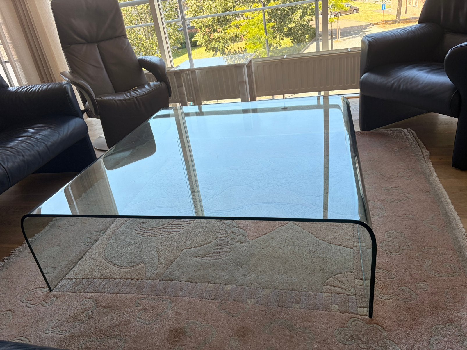 Salontafel glas 120x120 cm, Huis en Inrichting, Ophalen, Zo goed als nieuw, Glas