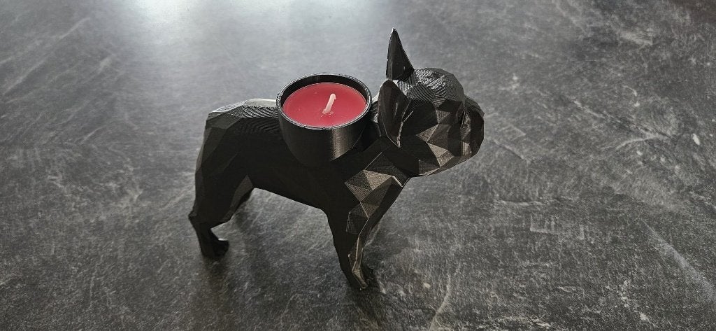 Theelichthouder Franse bulldog of mops, Kunststof, Wit, Nieuw, Ophalen of Verzenden
