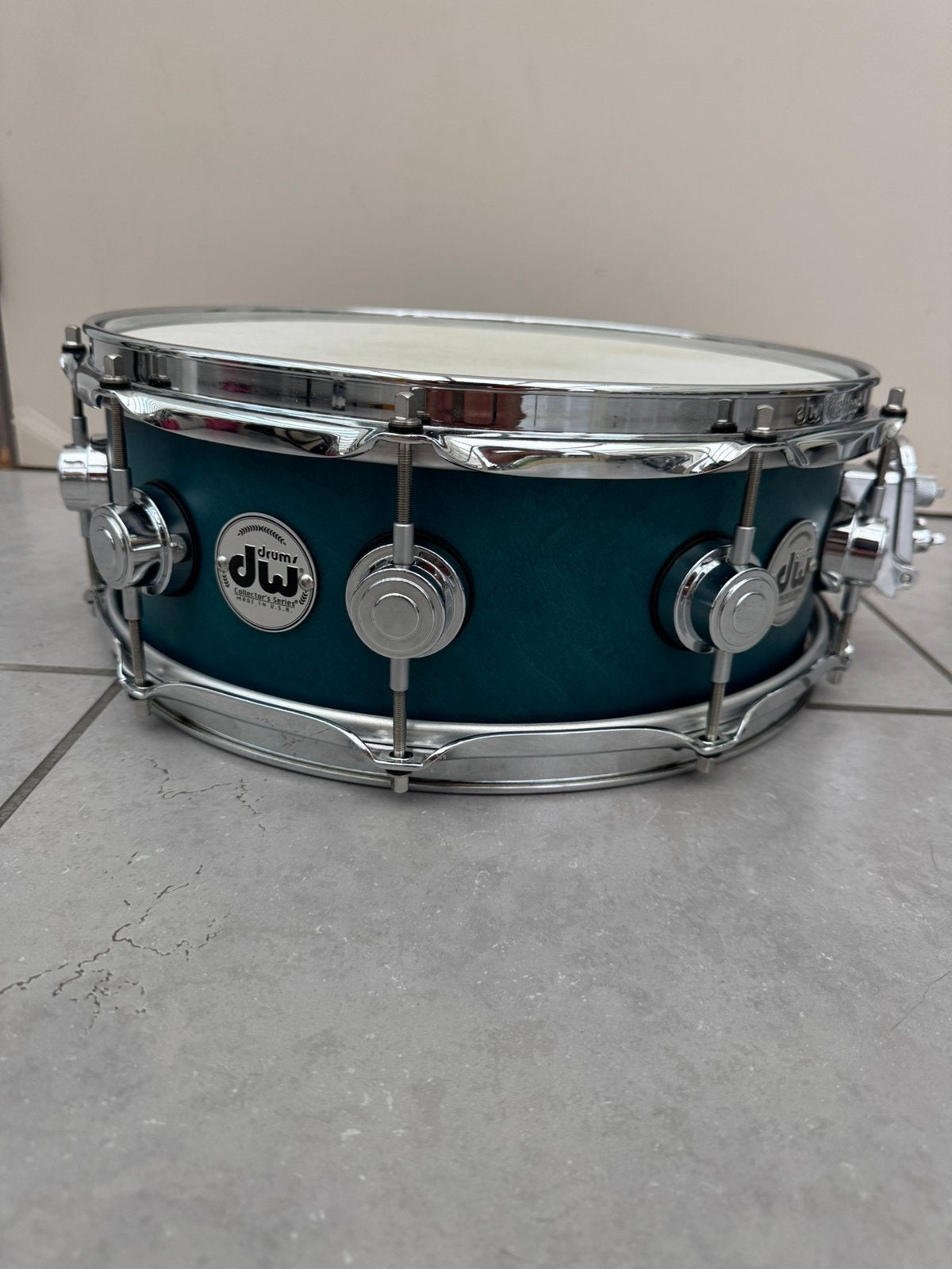 Dw collectors serie blue satin snare 14x5, Musique & Instruments, Enlèvement ou Envoi, Comme neuf