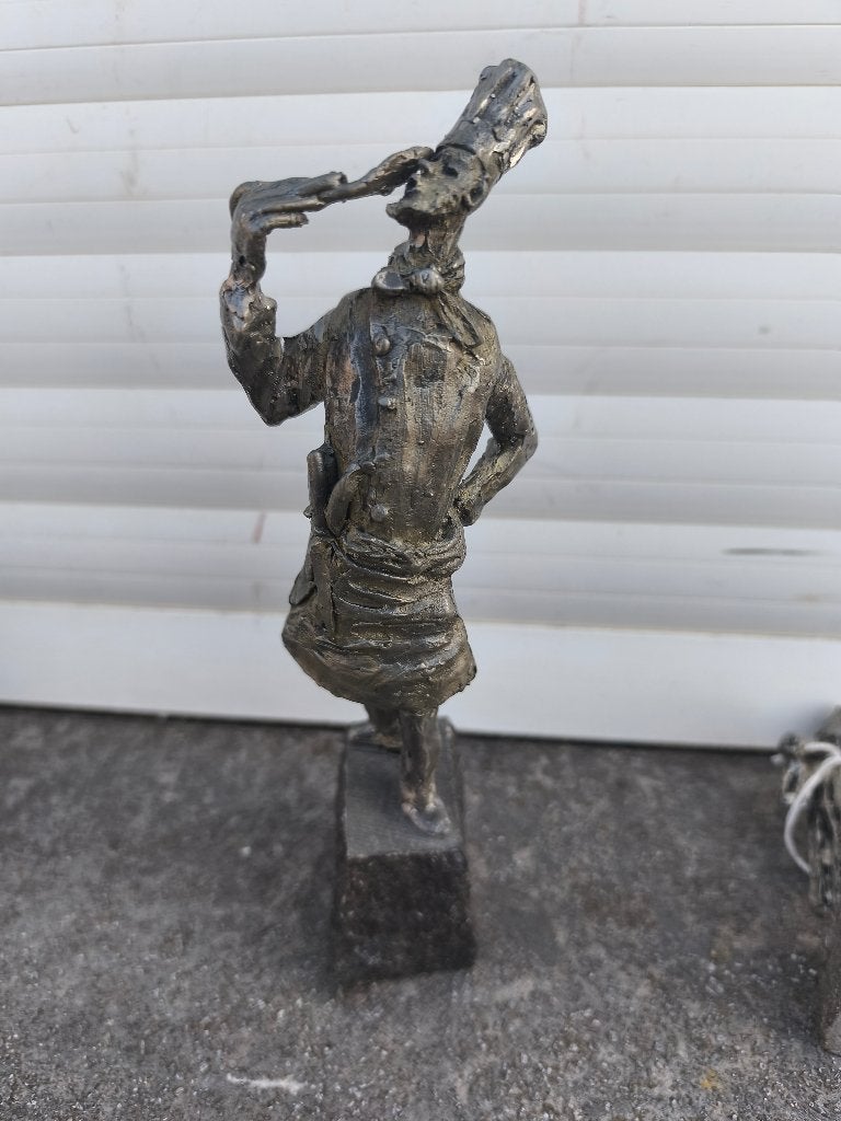 Sculpture personnage en étain signe ernst patris, Antiquités & Art, Enlèvement ou Envoi, Sculpture