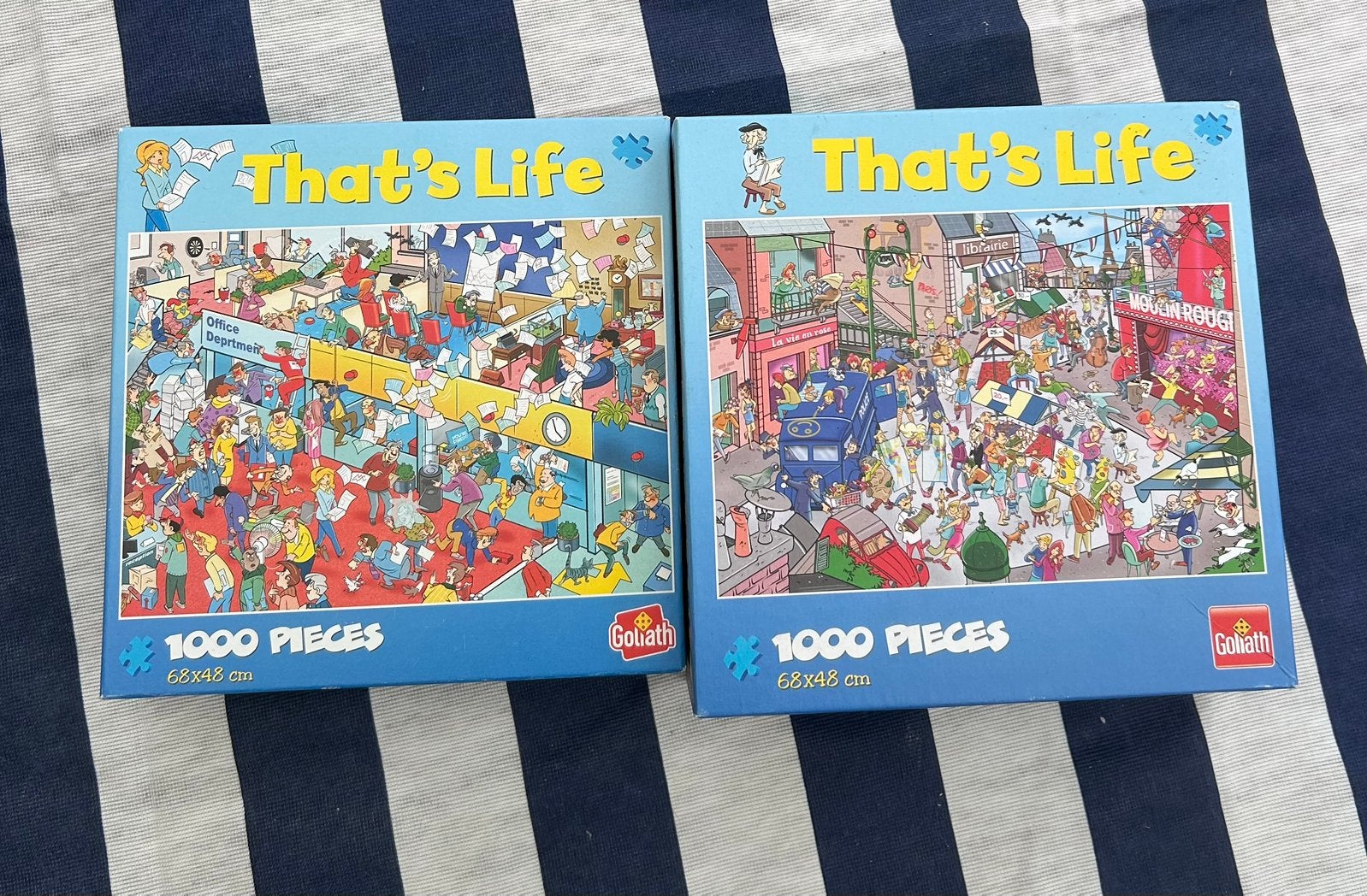 2 Goliath That's Life Puzzels -Kantoor & Parijs 1000 stukjes, Ophalen, 500 t/m 1500 stukjes, Gebruikt, Legpuzzel
