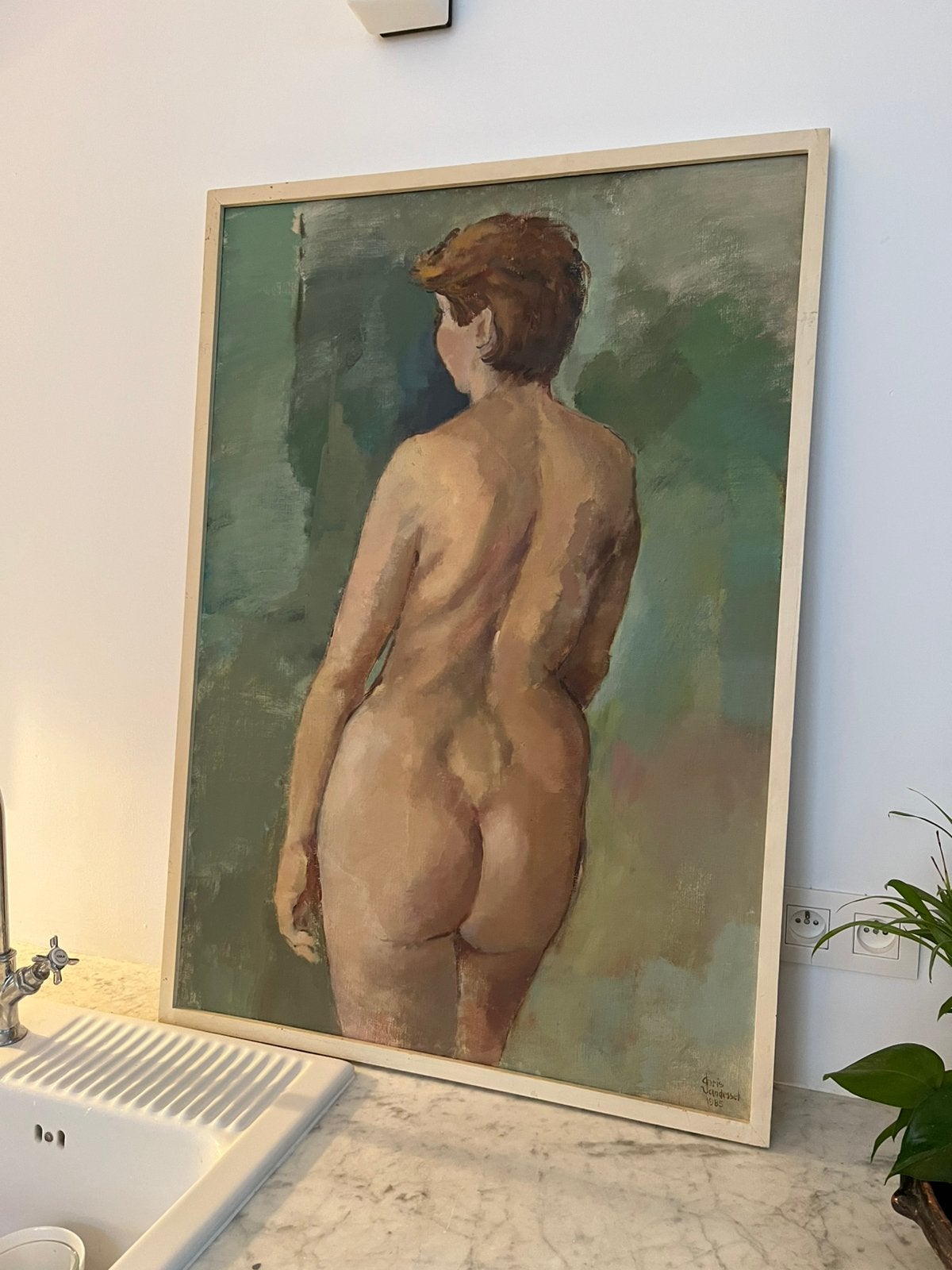 KUNST PRACHTIG SCHILDERIJ OLIE OP DOEK NAAKT VAN DESSEL, Ophalen of Verzenden, Vintage, Doek