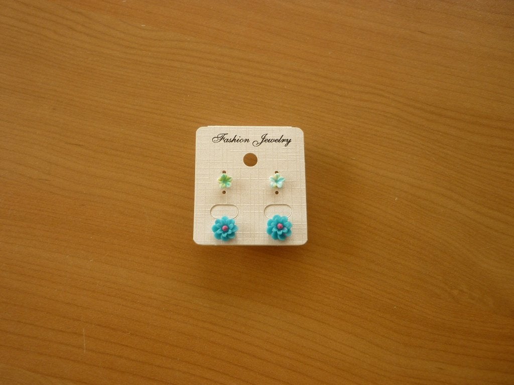 Set van 2 paar bloem oorbellen fel turquoise en blauw, Ophalen of Verzenden, Blauw