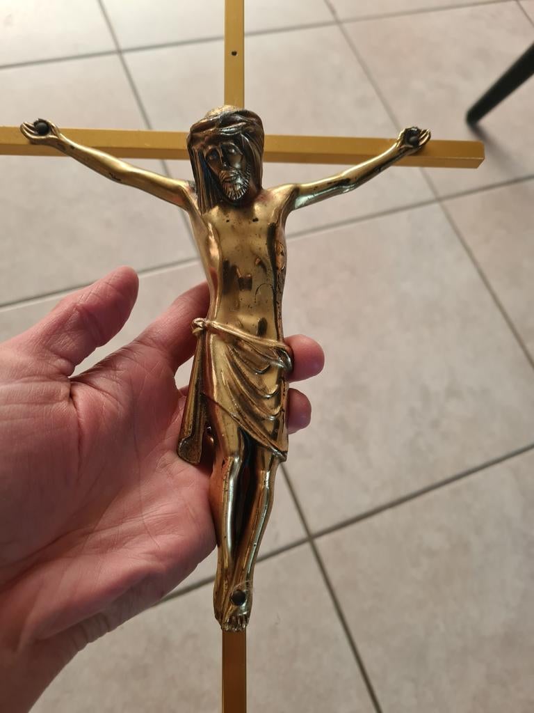 Vintage antiek jezus kruis 40x20 cm, Ophalen of Verzenden, Zo goed als nieuw, Beeld(je), Christendom | Katholiek