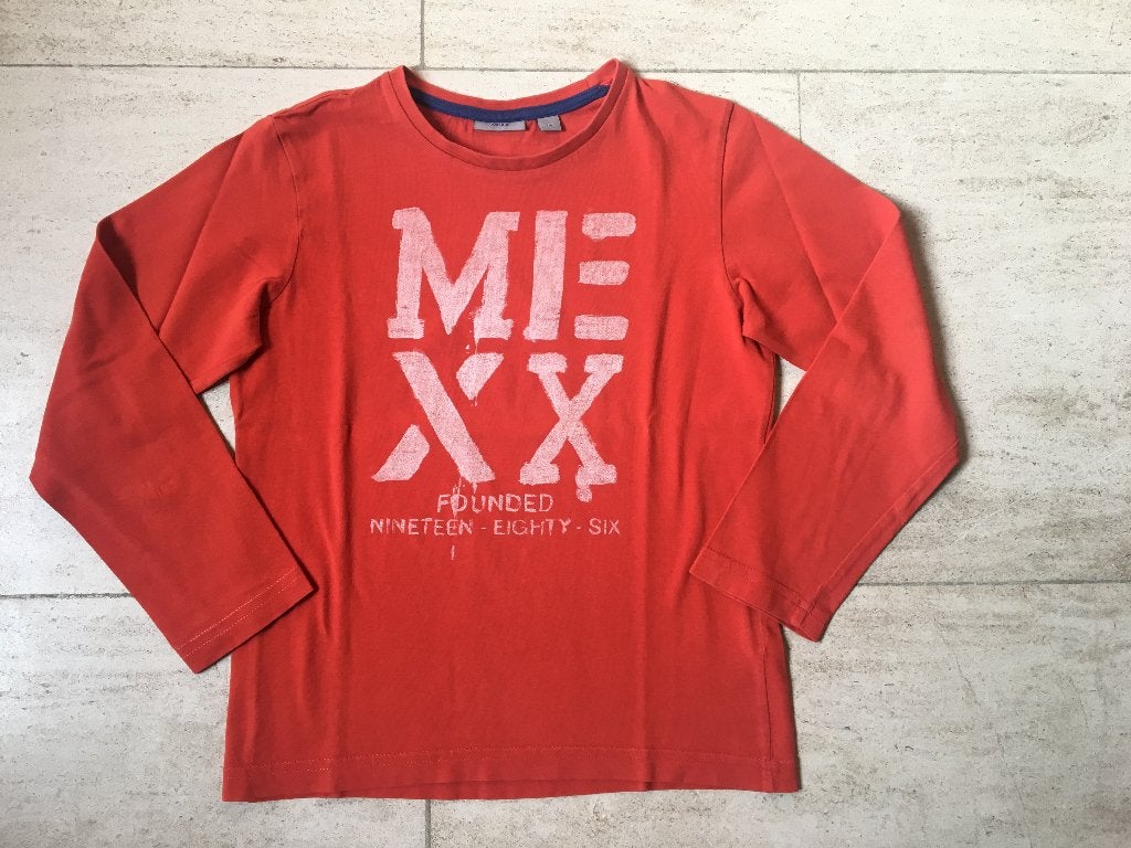 Oranje longsleeve Mexx maat 122/128, Kinderen en Baby's, Mexx, Ophalen of Verzenden, Zo goed als nieuw, Shirt of Longsleeve