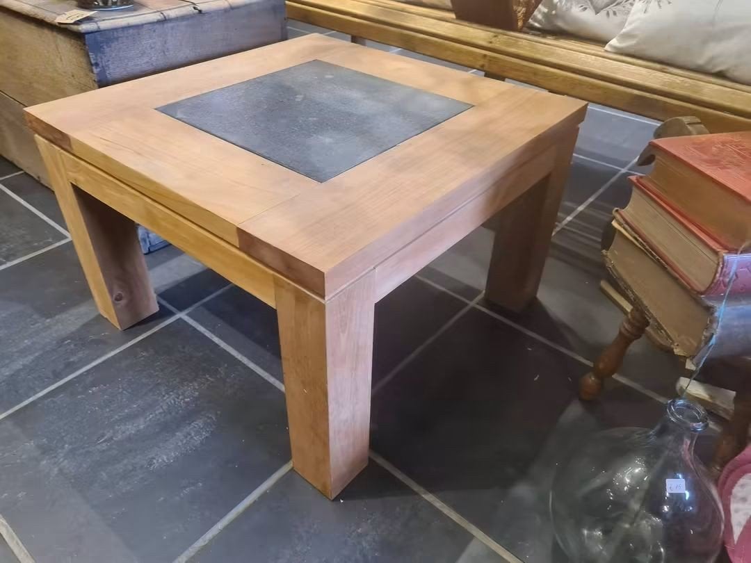 teak salontafel met leisteen, Ophalen