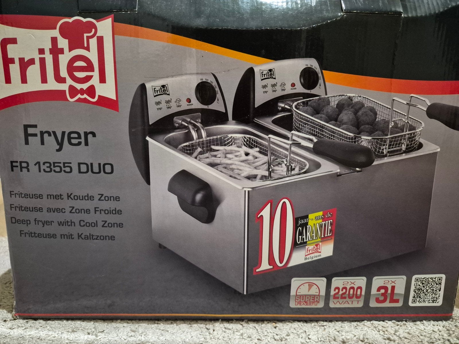 Fritel friteuse FR 1355 Duo 2 x 3L nieuw, 4 liter of meer, Ophalen, Nieuw, Duo-friteuse