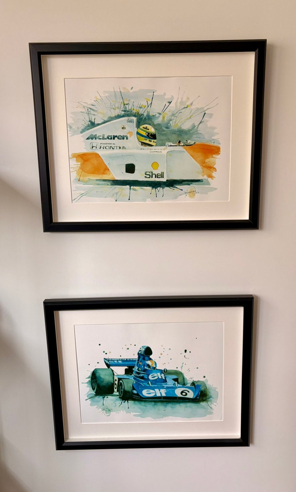 2 tableaux F1– Ayrton Senna McLaren & Cevert Tyrrell F1, Enlèvement ou Envoi, Sport