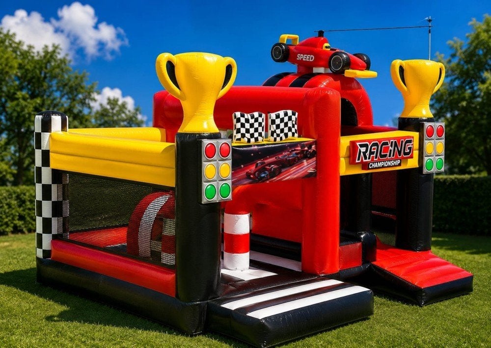 nieuw springkasteel racing, Ophalen