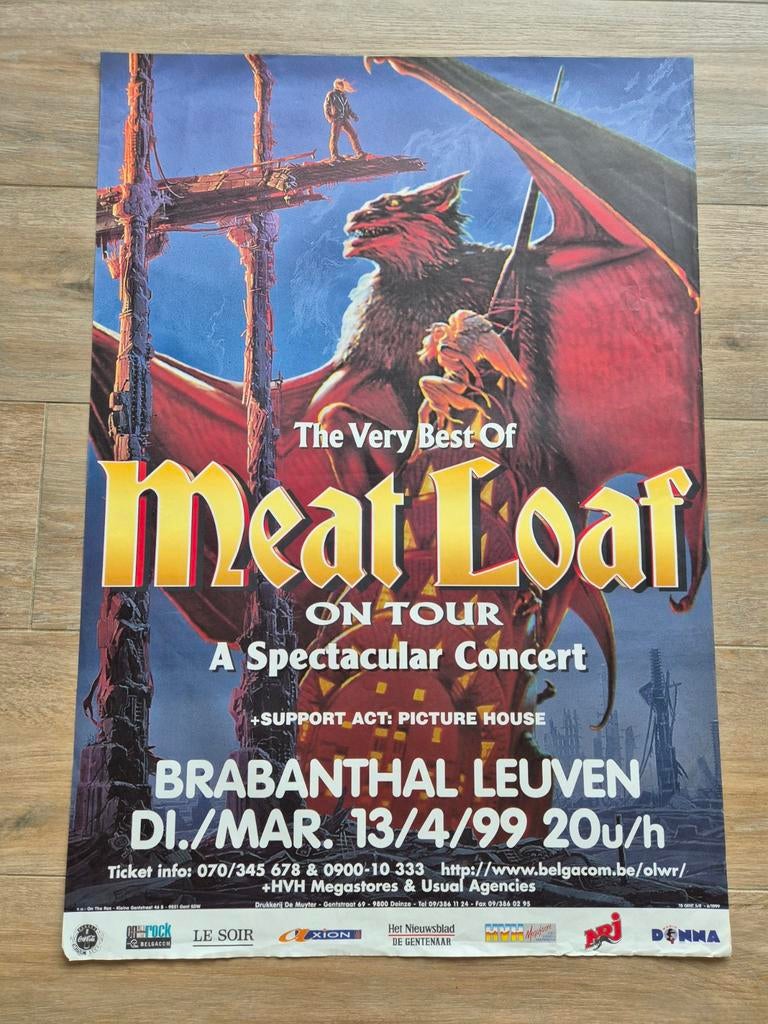 Concert poster Meat Loaf Brabanthal Leuven 1999, Ophalen of Verzenden, Zo goed als nieuw, Muziek