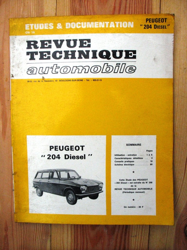 RTA PEUGEOT 204 Diesel, Enlèvement ou Envoi