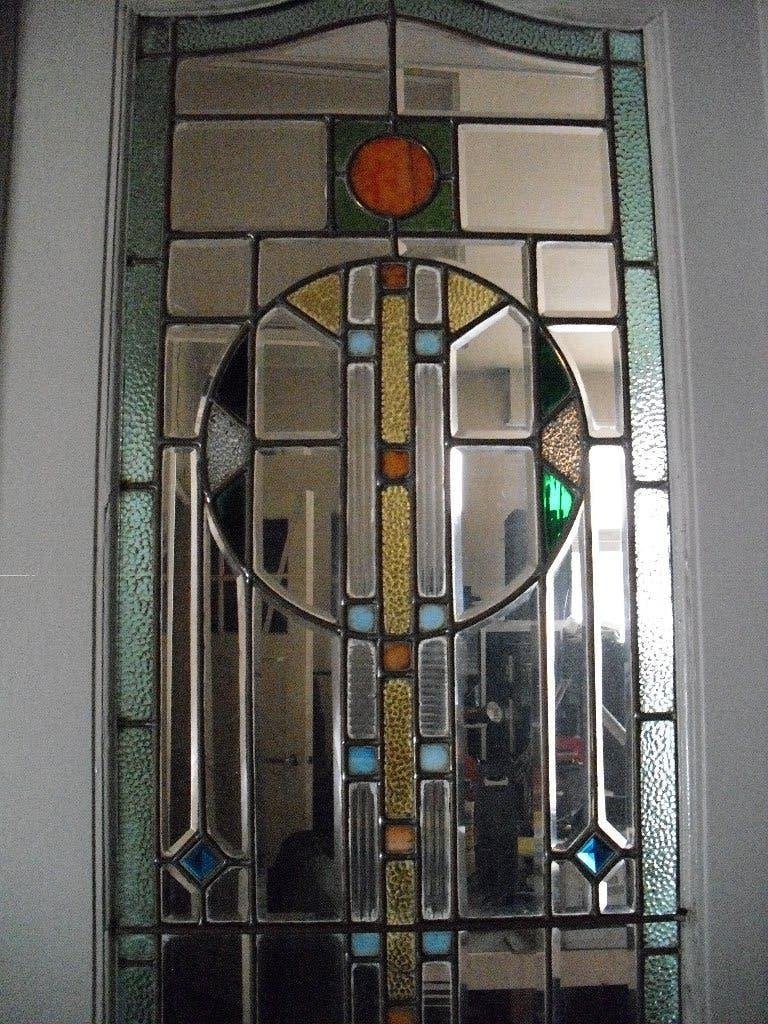 Artedeco deuren met omkasting & glas-in-lood (ca. 1920/1930), Ophalen, Gebruikt, Binnendeur, Glas