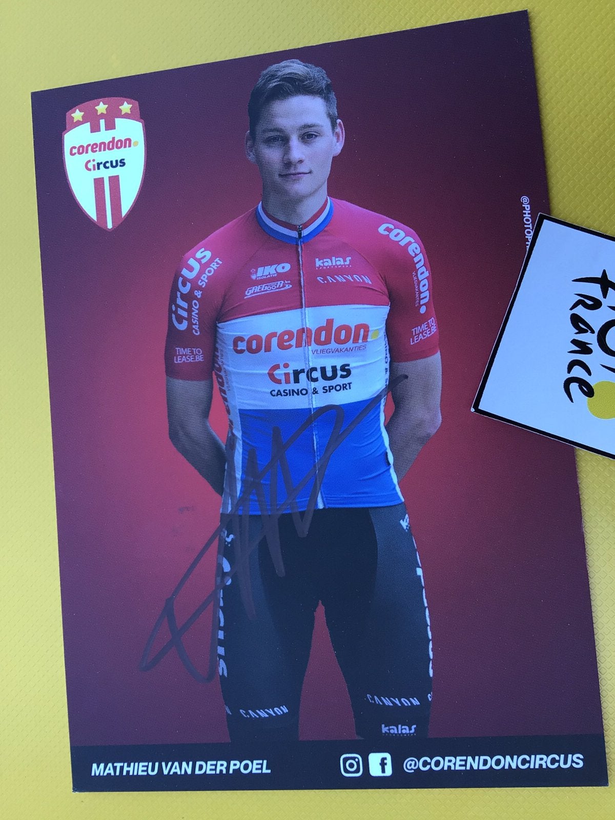 Wielerkaart team coredon mathieu van der poel signe, Verzenden, Zo goed als nieuw
