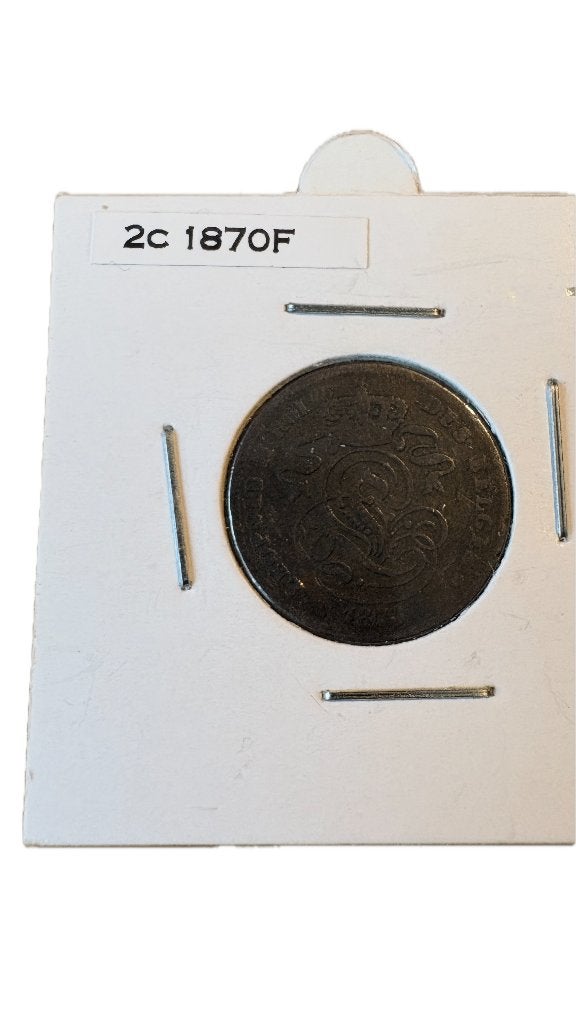 LEOPOLD II: 2 cent 1870F (2), Ophalen of Verzenden