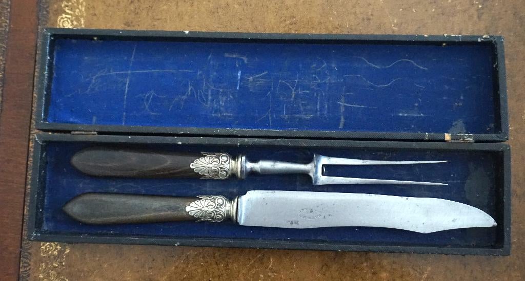 Service à Découper Ancien Argent et Ebène Baudouin Gembloux, Antiquités & Art, Enlèvement ou Envoi