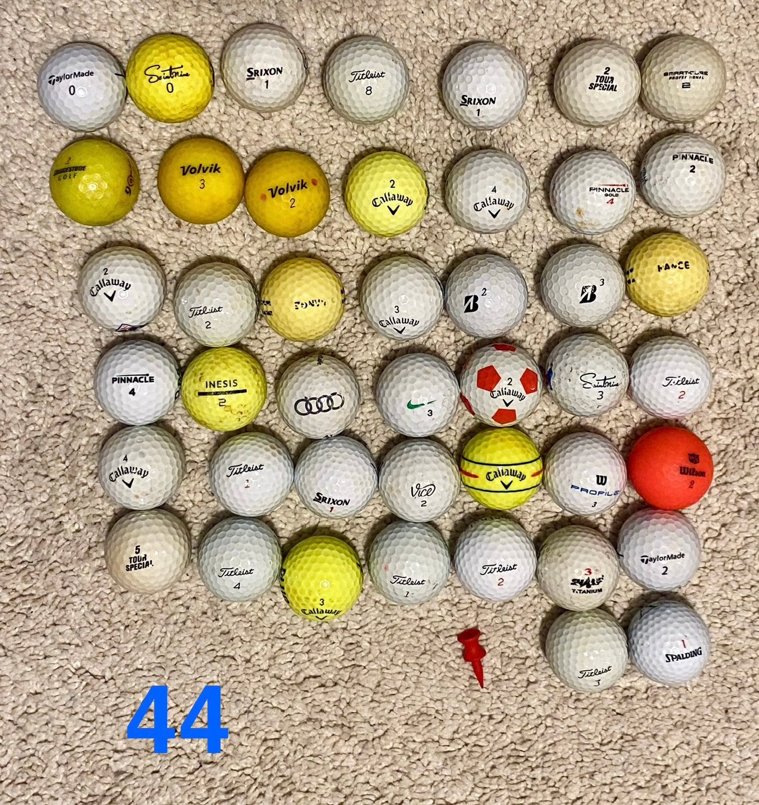 Mooie partij van 44 merkballen, Sport en Fitness, Golf, Ophalen, Zo goed als nieuw, Bal(len)