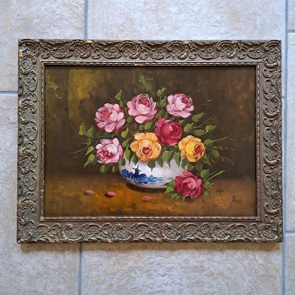 Tableau de peinture à l'huile vase de fleurs, Enlèvement